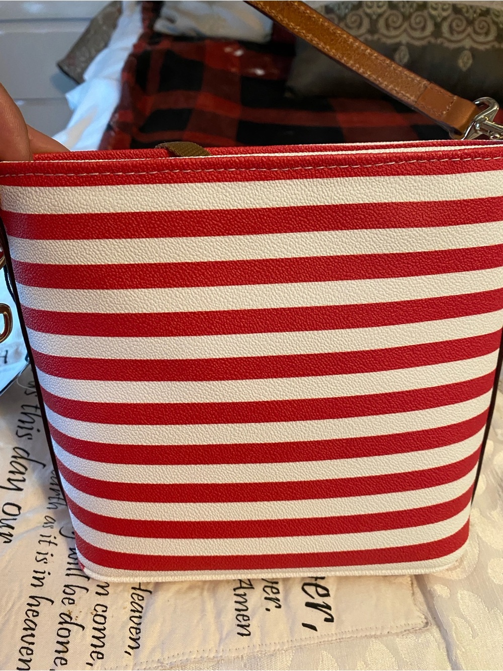 Dooney & Bourke Red and Cream Striped Crossbody Bag NWT - Picture 2 of 16